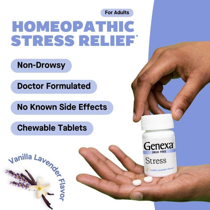 Genexa Stress for Adults - Anxiety Relief & Fatigue (3 Pack, 180 Chewables)