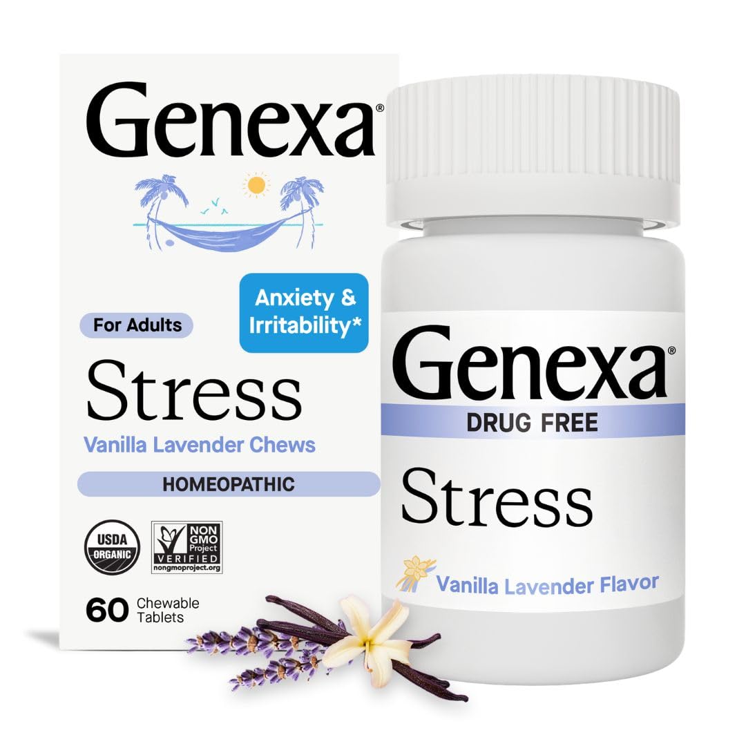 Genexa Stress Relief - Organic, Non-GMO, Physician-Formulated Stress & Sleep Support (60 Tablets)