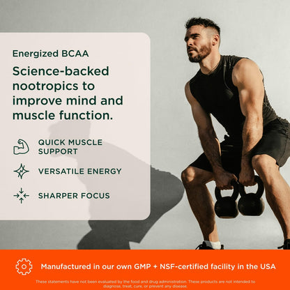 Genius BCAA Powder - 5g Vegan BCAAs + L-Glutamine, Cognizin & Rhodiola (Orange)