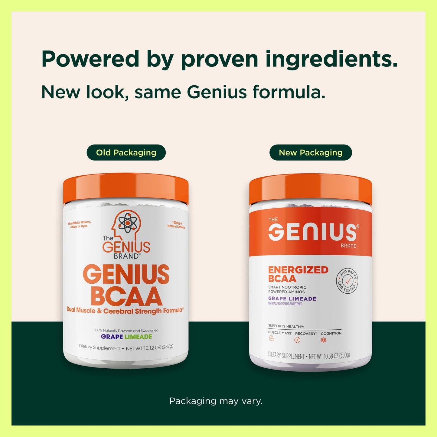 Genius BCAA Powder – 5g Vegan BCAAs, Cognizin & Rhodiola | Pre/Intra/Post Workout Energy & Focus (Grape Limeade)