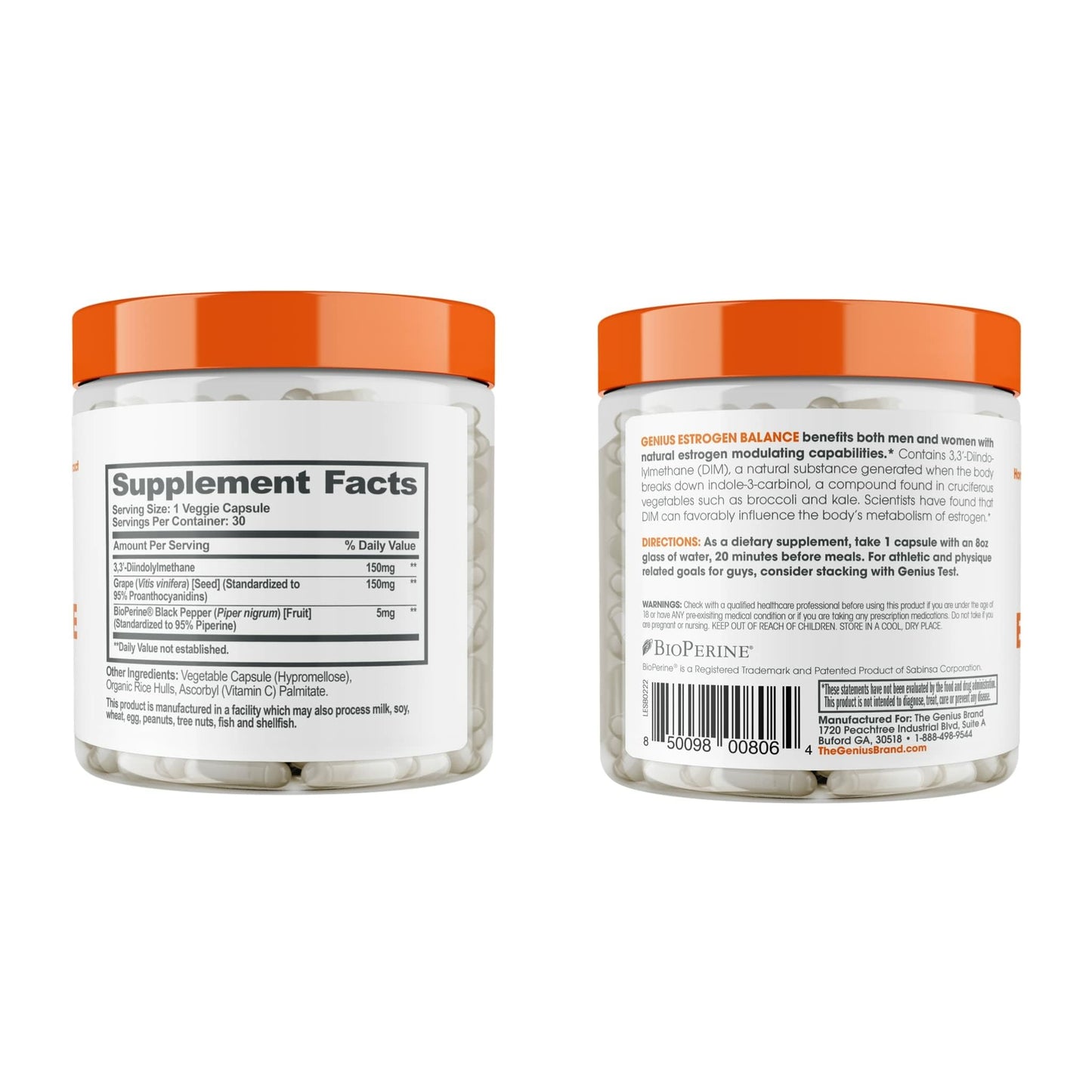 Genius Estrogen Balance | DIM Hormone Support for Men & Women | 30 Capsules