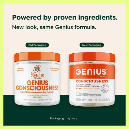 Genius Consciousness Mango Nootropic Powder – Focus & Memory | The Genius Brand BritishVita | Premium UK Vitamins & Wellness Supplements