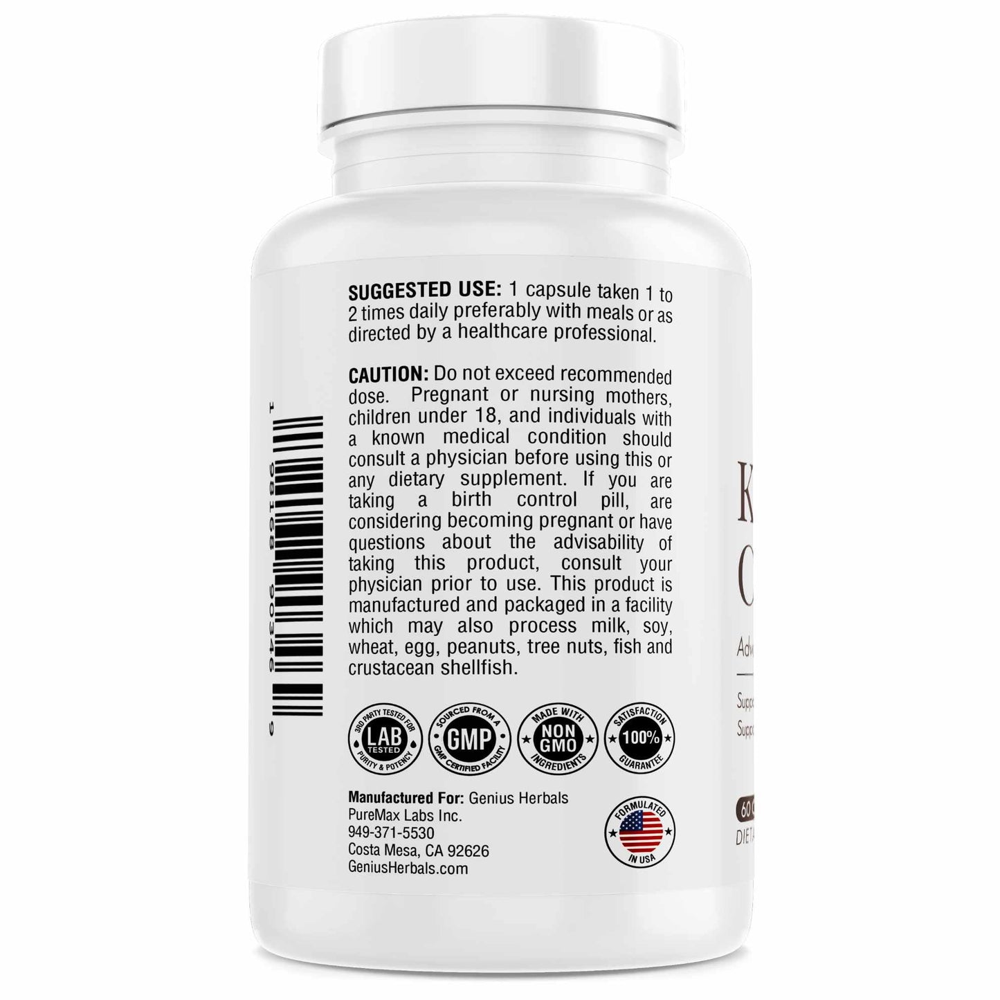 Genius Herbals Kidney Cleanse Advanced Formula with Cranberry Extract - 60 Capsules (Pack of 2)