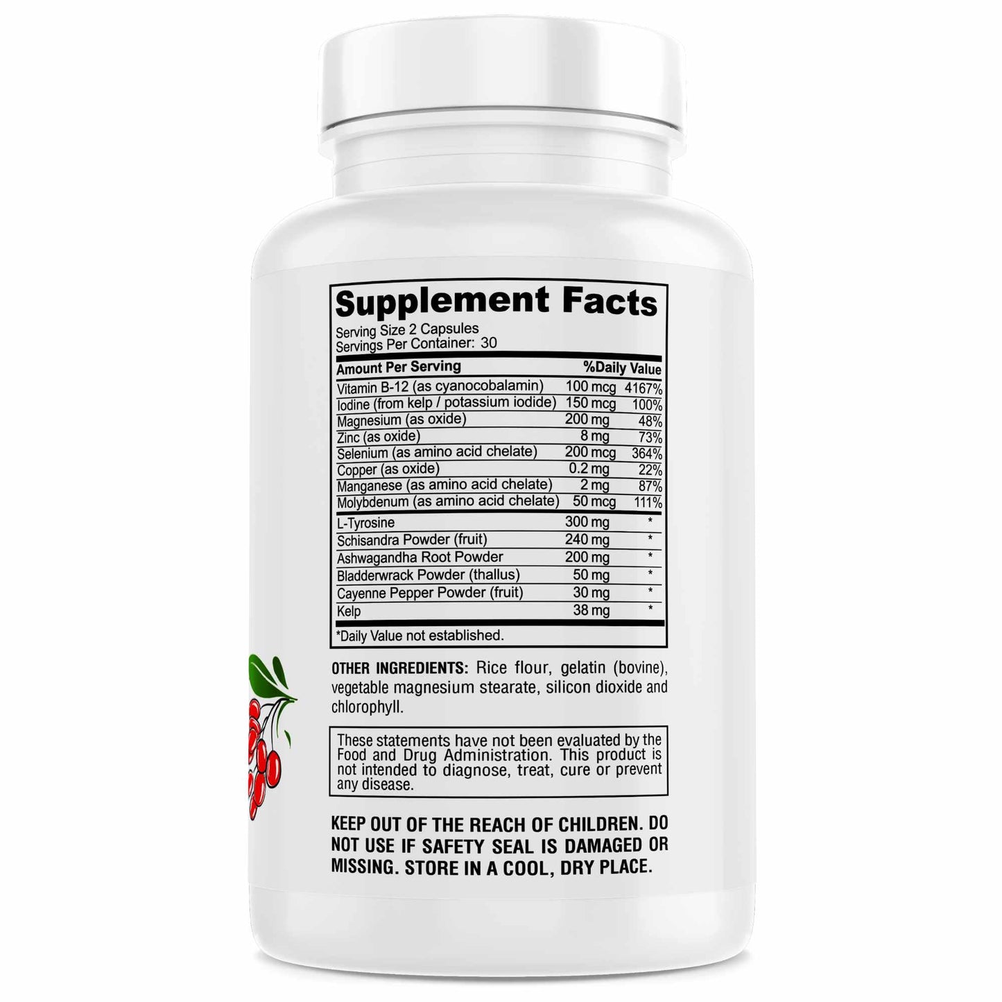 Genius Herbals Thyroid Support – Advanced Formula with Iodine (Non-GMO) – 60 Caps (Pack of 2)