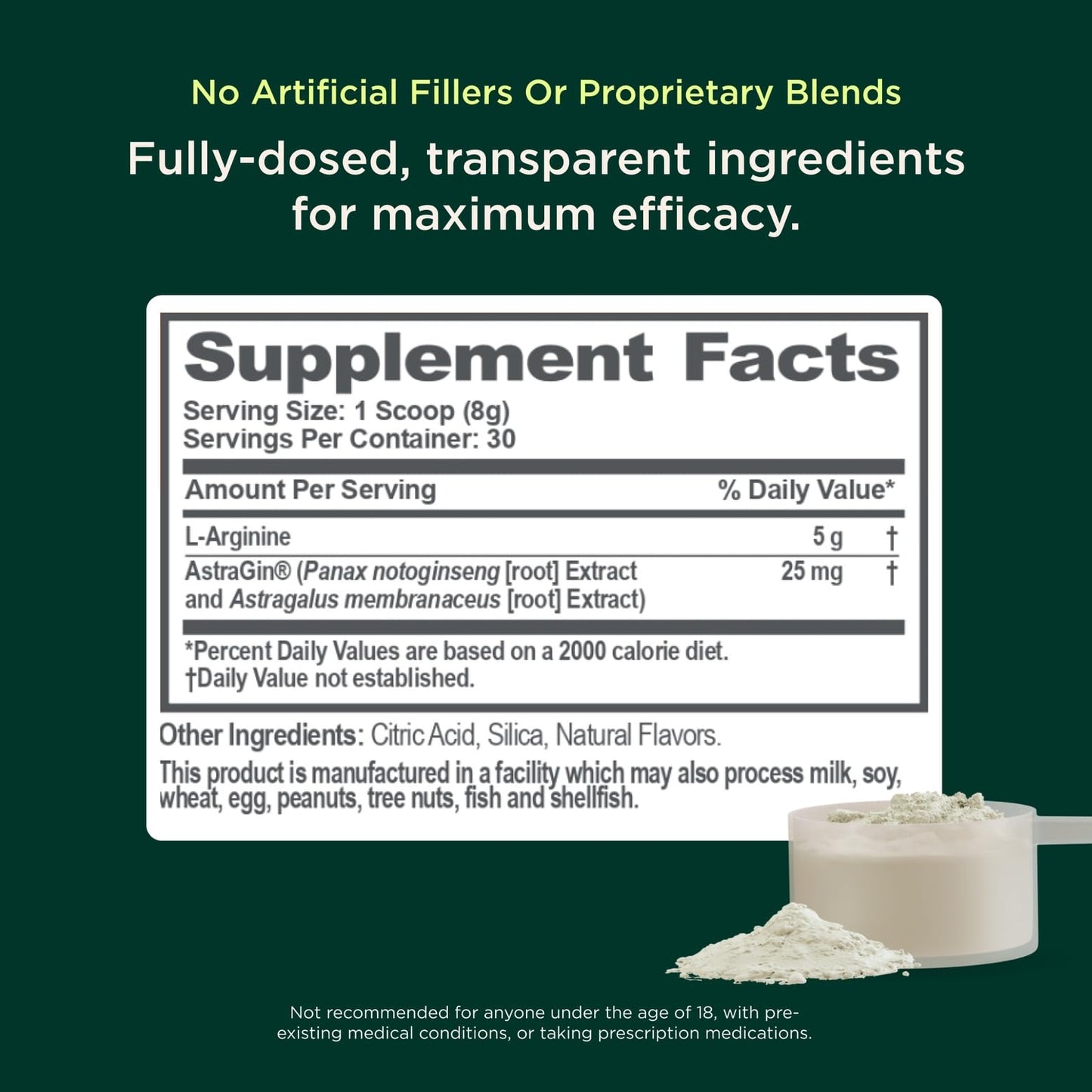 Genius L-Arginine Nitric Oxide Powder – Fermented L-Arginine, Lemon | 30 Servings