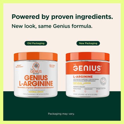 Genius L-Arginine Nitric Oxide Powder – Fermented L-Arginine, Lemon | 30 Servings