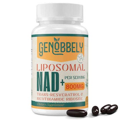 GENOBBELY 800 mg Liposomal NAD+ Supplement - NR 200 mg & Trans-Resveratrol 100 mg - 60-Day Supply