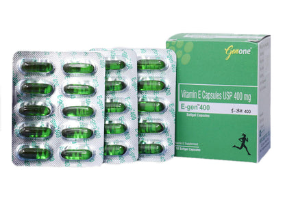 Genone E-Gen 400 Vitamin E Capsules – Glowing Skin & Hair Nutrition (30 Capsules)