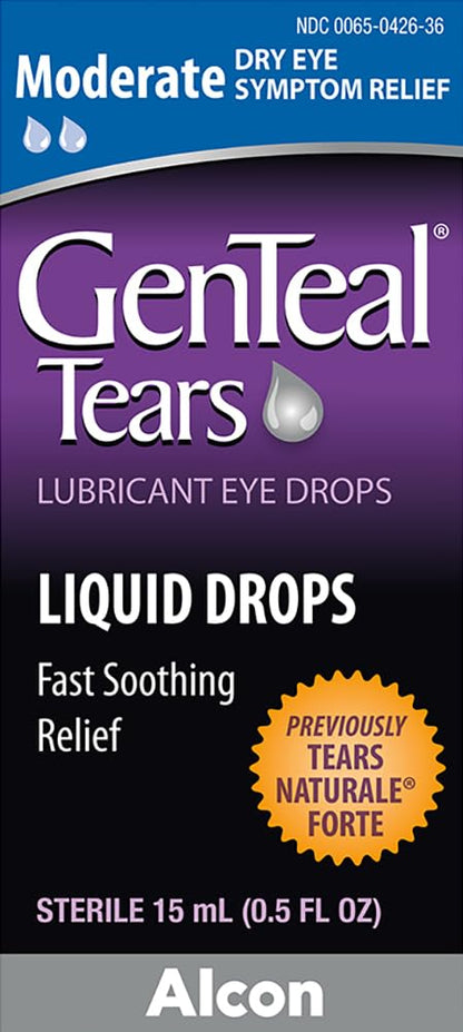 Genteal Tears Moderate Eye Drops, 0.507 fl oz – Fast Dry Eye Relief with Gentle Polyquad Preservative