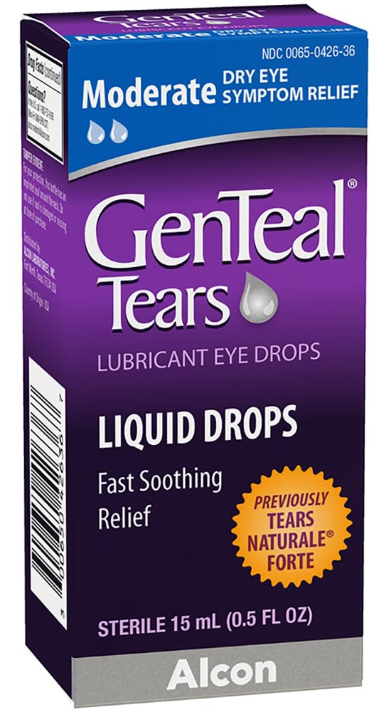 Genteal Tears Moderate Eye Drops, 0.507 fl oz – Fast Dry Eye Relief with Gentle Polyquad Preservative