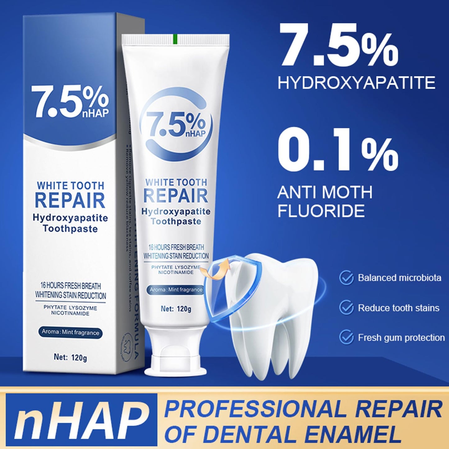 7.5% Hydroxyapatite Toothpaste Set – 2 Pcs for Enamel Protection & Strengthening