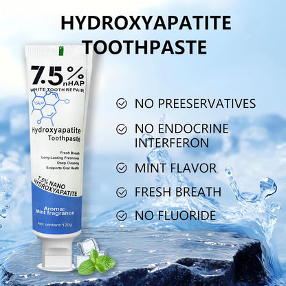 7.5% Hydroxyapatite Toothpaste – Enamel Protection, Fluoride-Free, Fresh Mint