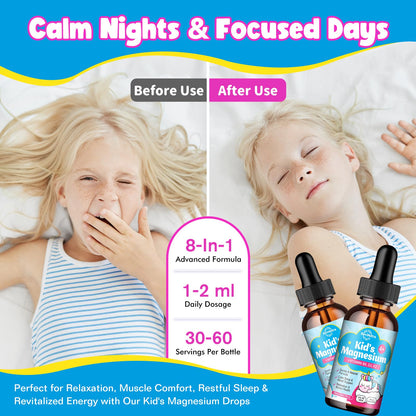Kids Magnesium Glycinate Drops with Omega-3 & Chamomile | Sleep, Calm & Focus