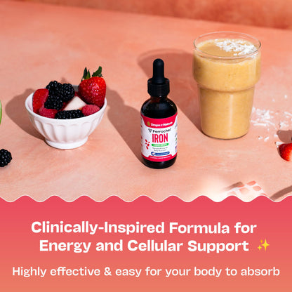 Liquid Iron Drops for Women - High Absorption, Vegan & Non-GMO (60ml) - Mixed Berry