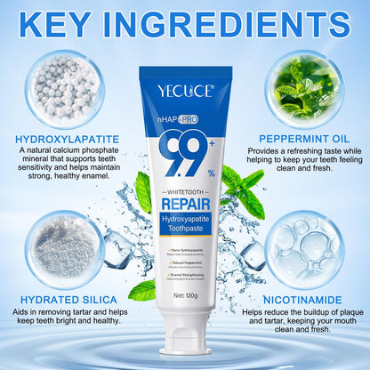 Hydroxyapatite Toothpaste 9.9% | 2 Pack Nano HA Toothpaste for Enamel Protection & Sensitivity Relief