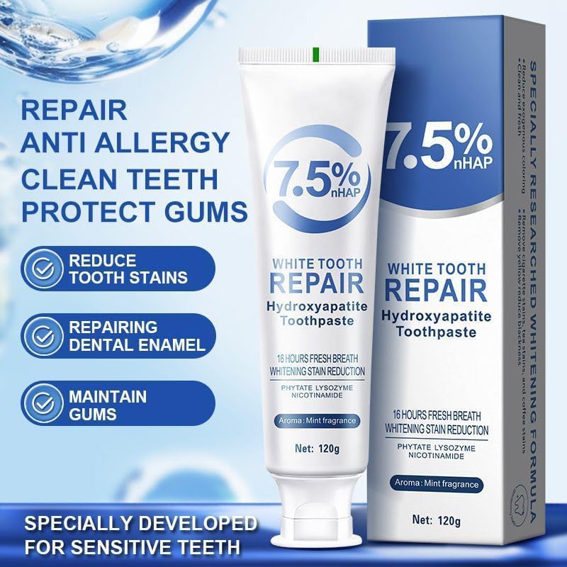 7.5% Hydroxyapatite Toothpaste for Enamel Protection, Tooth Strengthening & Fresh Breath | Gentle Mint