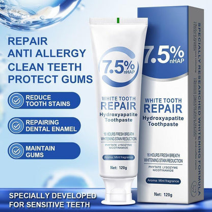 7.5% Hydroxyapatite Toothpaste for Enamel Protection, Tooth Strengthening & Fresh Breath | Gentle Mint