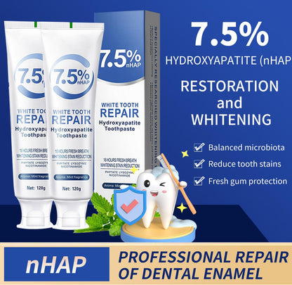 2 Pack Hydroxyapatite Toothpastes – 7.5% Enamel Protection & Strengthening, Gentle Mint