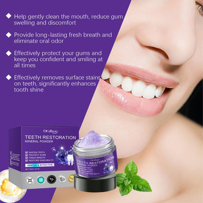 2Pcs Teeth Restoration Mineral Powder - Purple Whitening Mineral Powder for Fresh Breath, Strengthens Teeth & Gums - Gentle & Non-Irritating