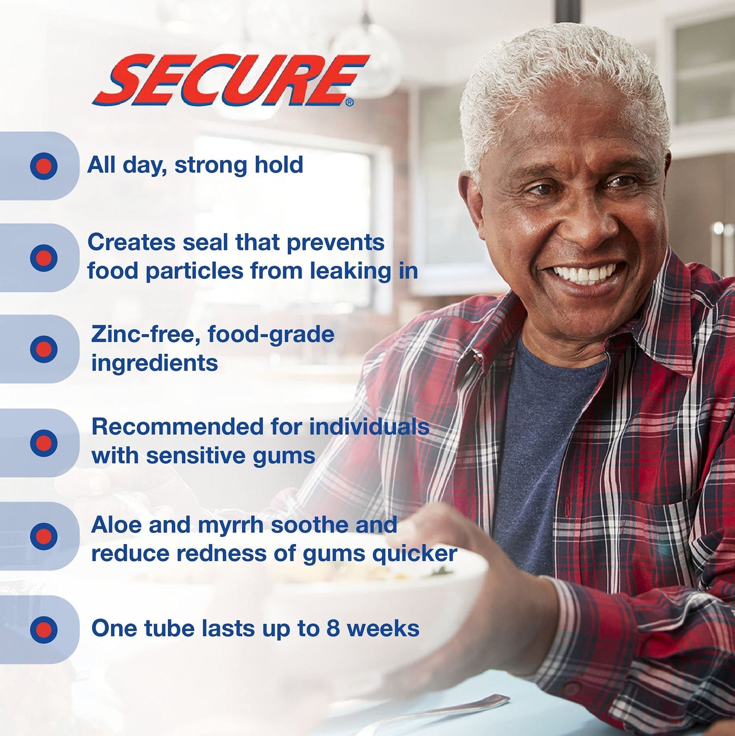 Secure Sensitive Denture Adhesive 1.4 oz (40 g) - Waterproof & Gentle