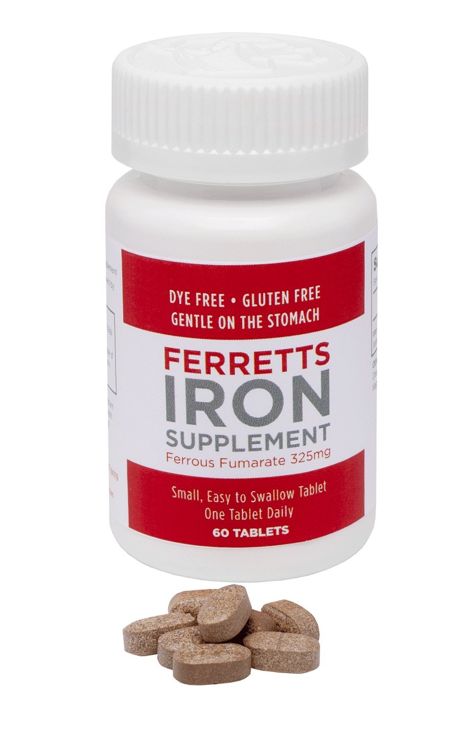 Ferretts Iron Tablets 106mg (325mg Ferrous Fumarate) – 60 Day Supply