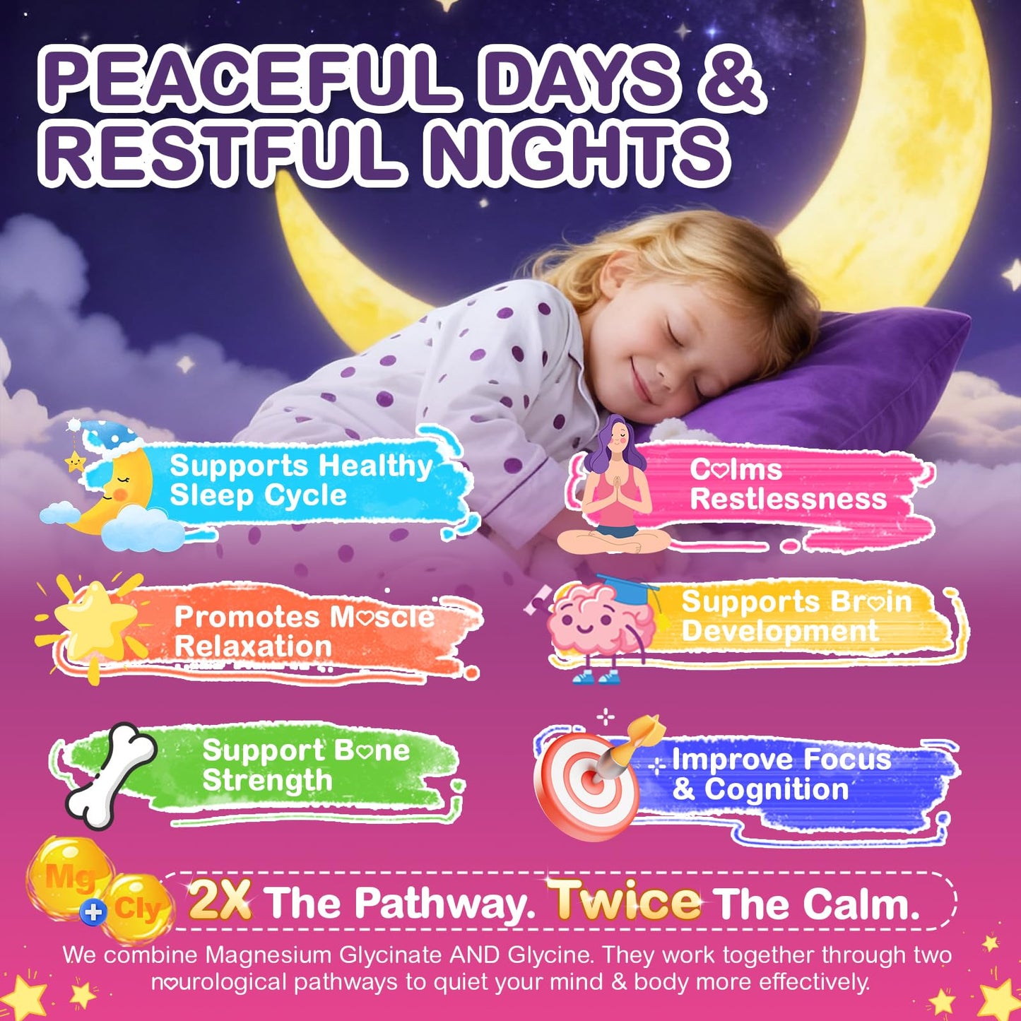 90-Count Magnesium Glycinate Gummies for Sleep & Calm – Raspberry, Sugar-Free, Vegan