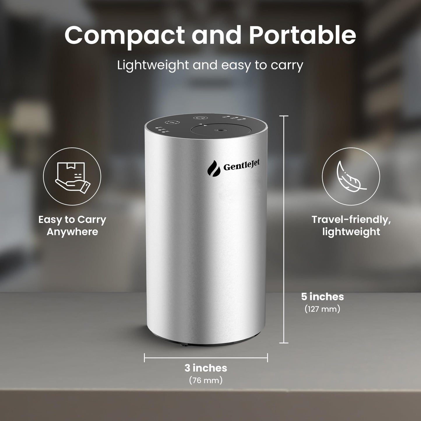 GentleJet LiteMist Waterless Diffuser – Aluminum, USB-C Rechargeable