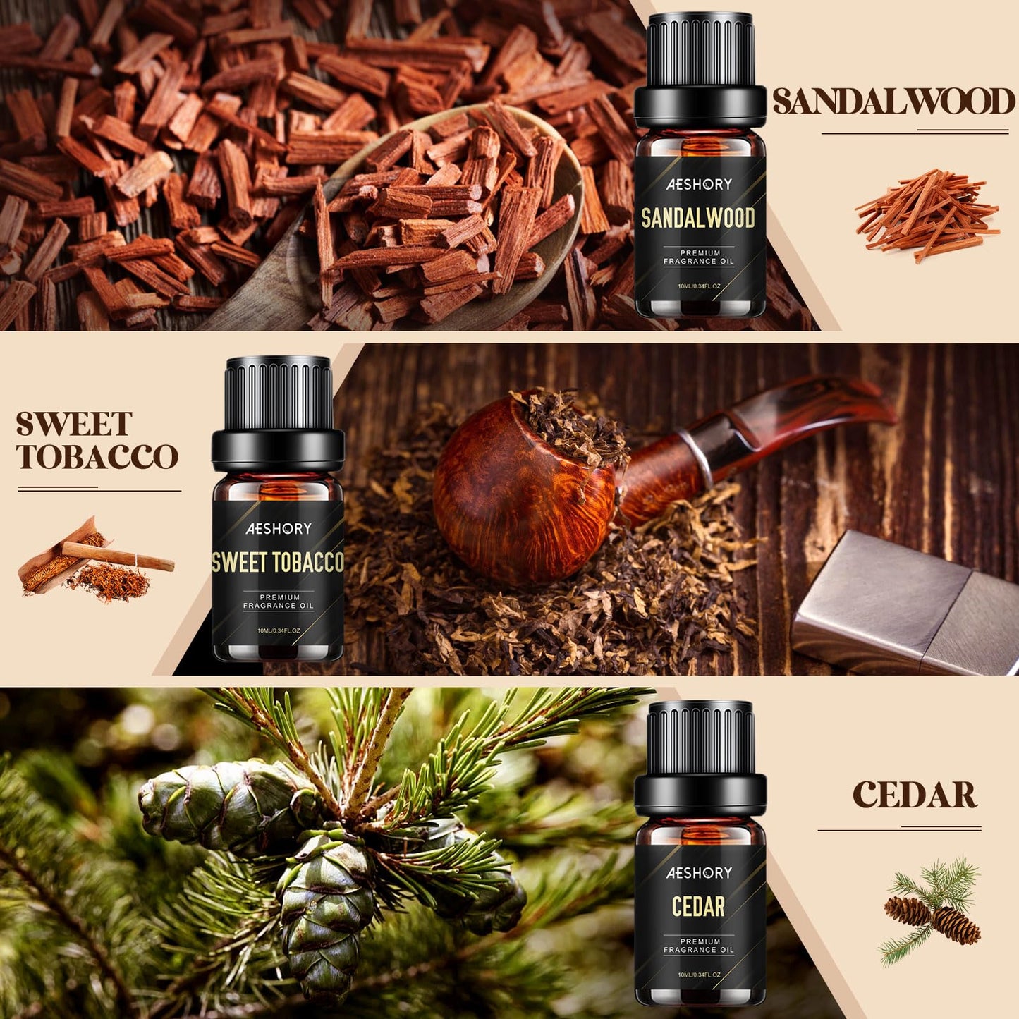 Gentlemen's Essential Oils Set – 6x10ml Fragrance Oils for Candle & Diffuser