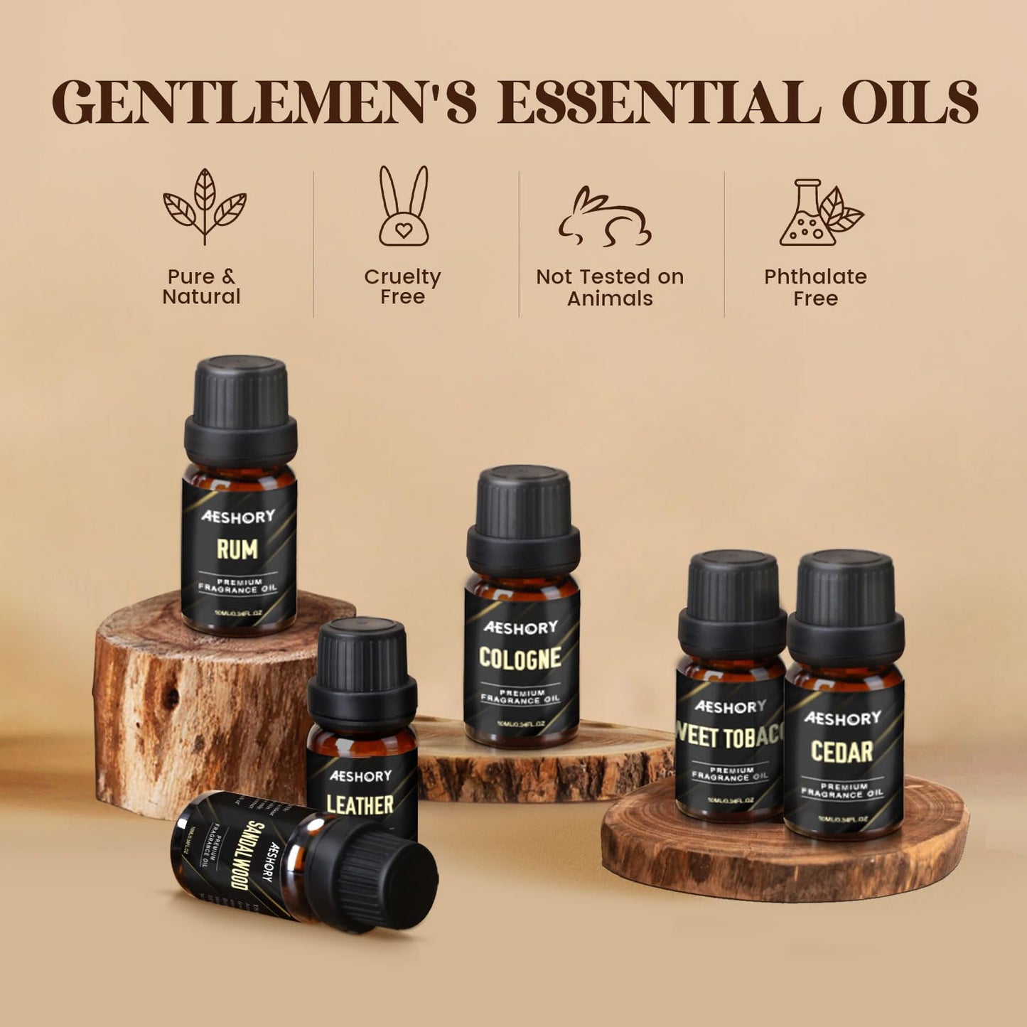 Gentlemen's Essential Oils Set – 6x10ml Fragrance Oils for Candle & Diffuser