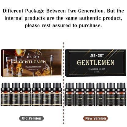Gentlemen's Essential Oils Set – 6x10ml Fragrance Oils for Candle & Diffuser