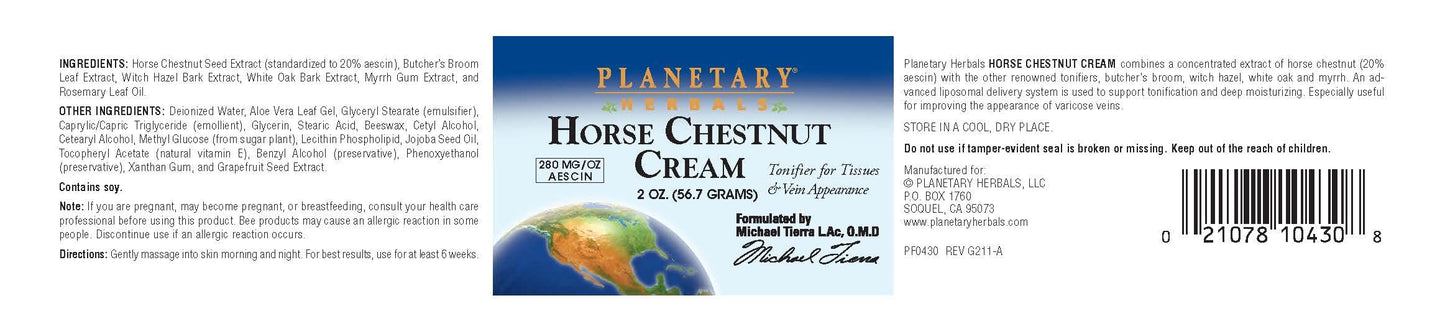 Planetary Herbals Horse Chestnut Cream - Vein Support Toner (2 oz)