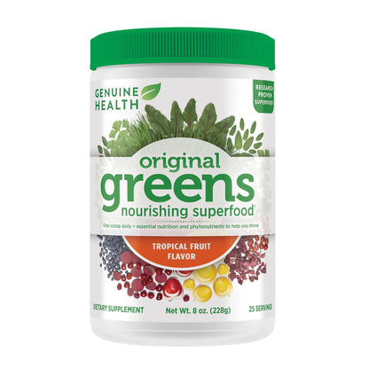 Genuine Health Greens+ Original Superfood Powder - Tropical Fruit, 228g, 25 Servings