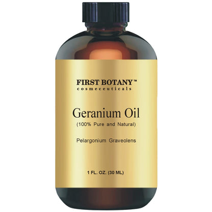 First Botany 100% Pure Geranium Essential Oil - Premium Geranium Oil for Aromatherapy, Massage, Topical & Household Uses - 1 fl oz