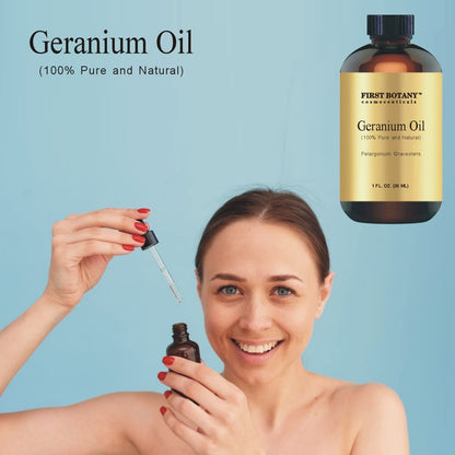 First Botany 100% Pure Geranium Essential Oil - Premium Geranium Oil for Aromatherapy, Massage, Topical & Household Uses - 1 fl oz