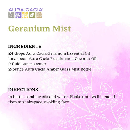 Aura Cacia 100% Pure Geranium Essential Oil | GC/MS Tested for Purity | 15 ml (0.5 fl oz) | Pelargonium graveolens