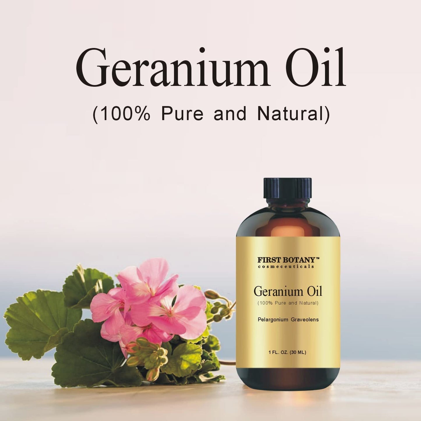 First Botany 100% Pure Geranium Essential Oil - Premium Geranium Oil for Aromatherapy, Massage, Topical & Household Uses - 1 fl oz