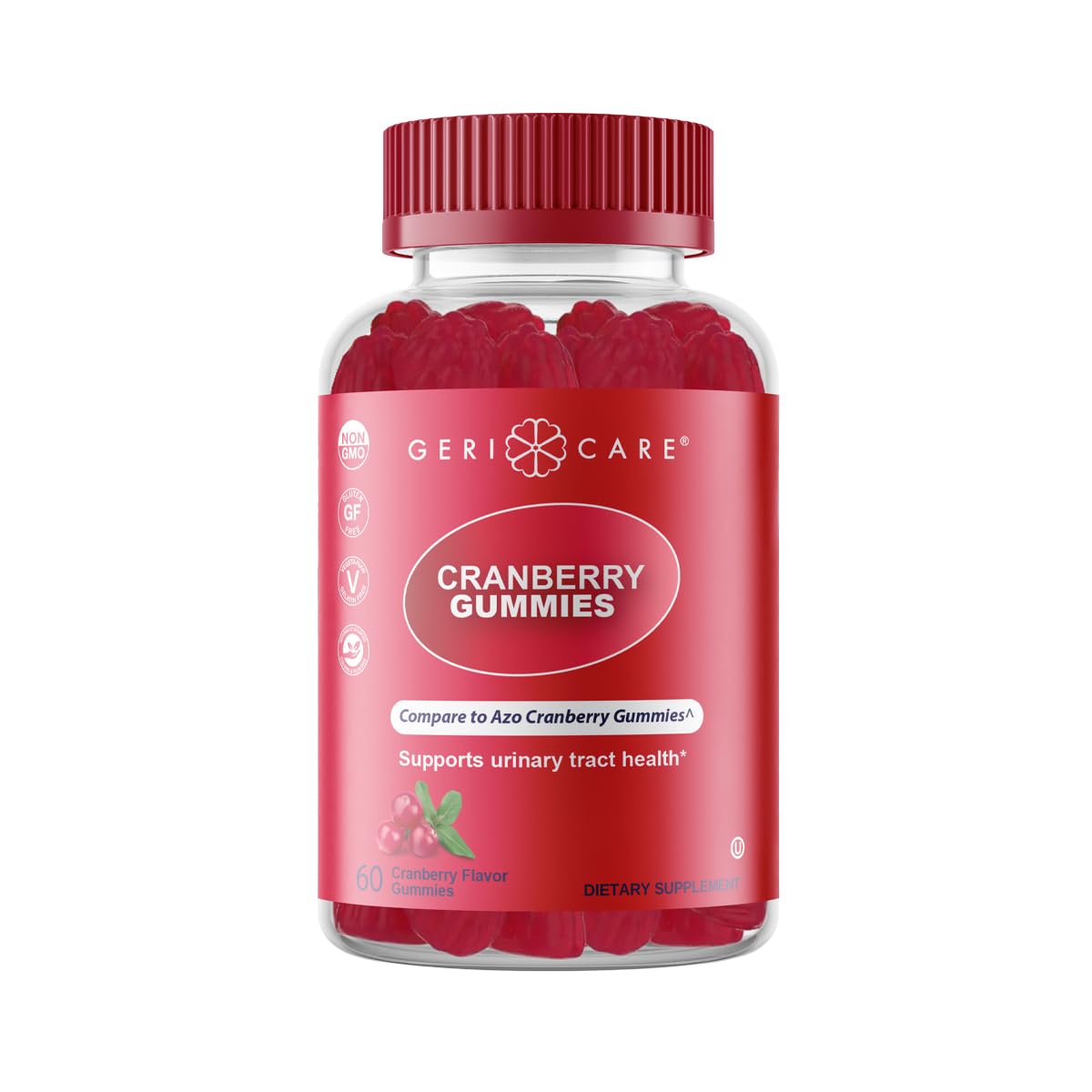 GeriCare Cranberry Gummies – UTI & Bladder Health | Vegan, Gluten-Free (60 Count)