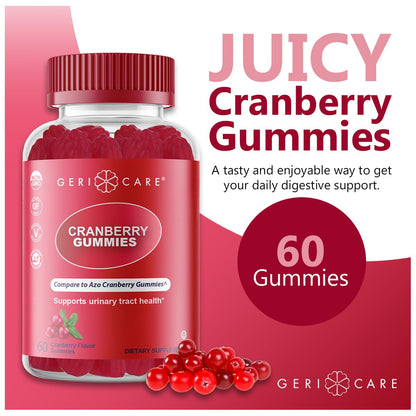 GeriCare Cranberry Gummies – UTI & Bladder Health | Vegan, Gluten-Free (60 Count)