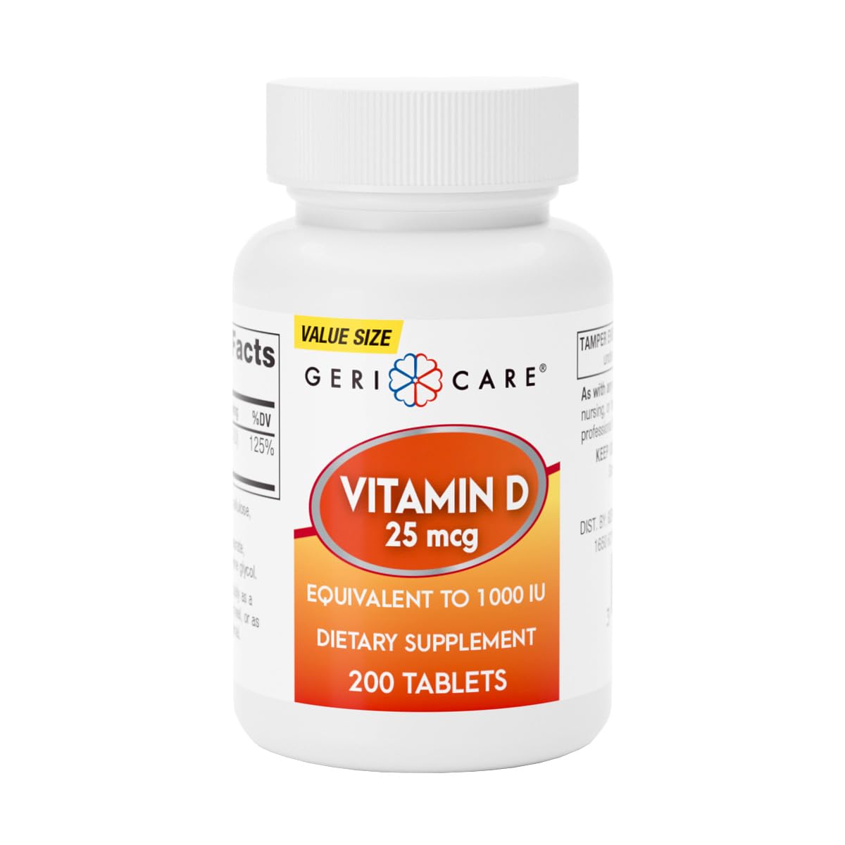 GeriCare Vitamin D-3 25 mcg (1000 IU) – Supports Strong Bones, Immune Health & Mood – 200 Tablets