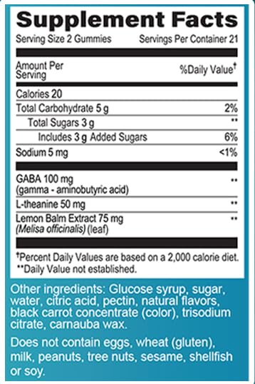 GeriCare DeStress Gummies – GABA, L-Theanine & Lemon Balm (Mixed Berry) – 42 Count – Non-GMO, Gluten-Free, Vegan