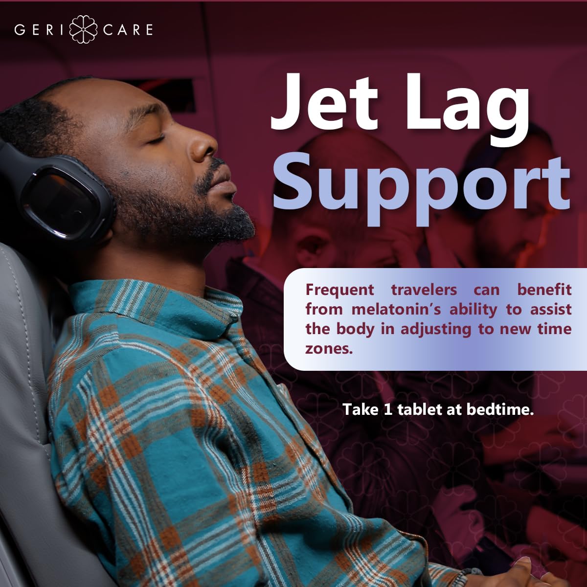 GeriCare Melatonin 1mg Sleep Support – Non-Habit Forming, Jet Lag Relief, 180 Tablets