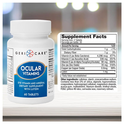 GeriCare Ocular Vitamins with Lutein - Eye Health Supplement 60 Count