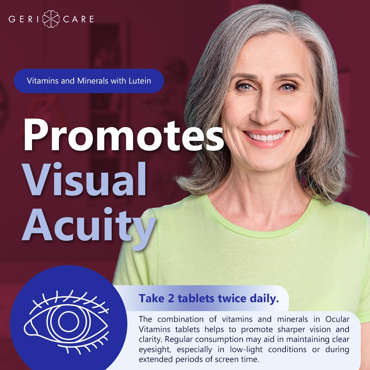 GeriCare Ocular Vitamins with Lutein - Eye Health Supplement 60 Count