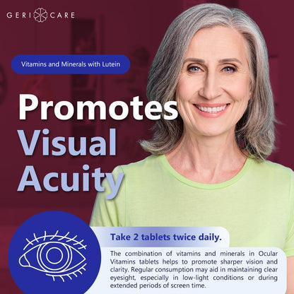 GeriCare Ocular Vitamins with Lutein - Eye Health Supplement 60 Count