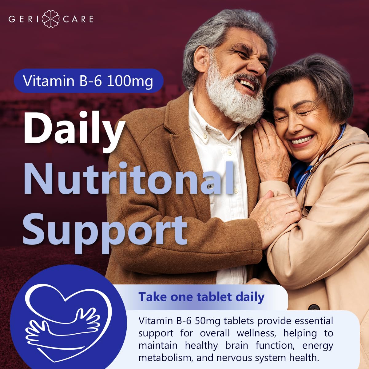 GeriCare Vitamin B-6 100mg, 100 Tablets – Brain Health, Mood & Metabolism Support