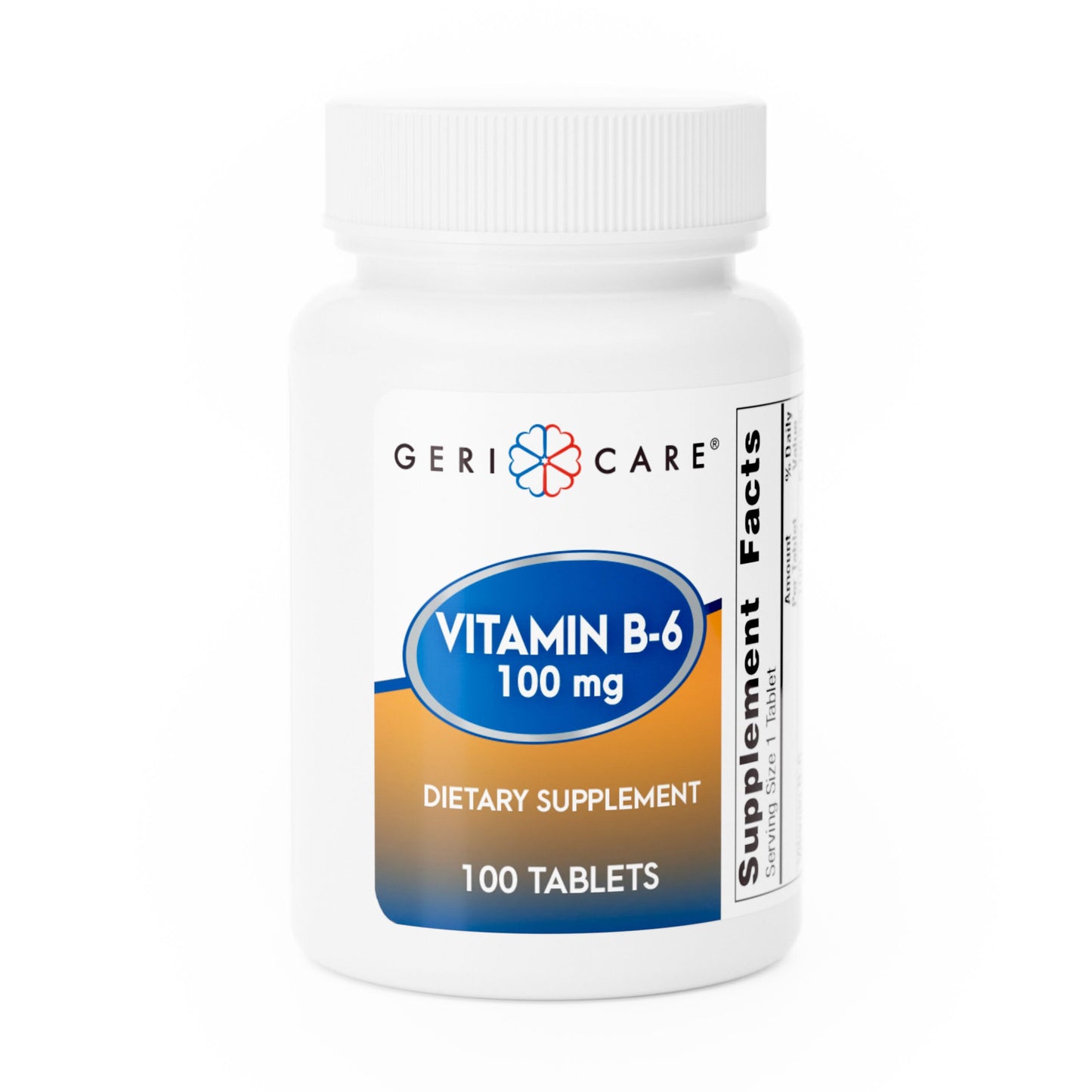GeriCare Vitamin B-6 100mg, 100 Tablets – Brain Health, Mood & Metabolism Support