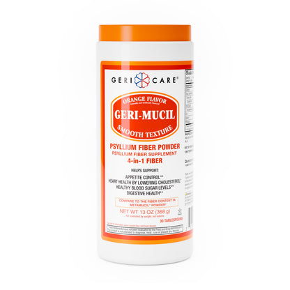 Geri-Mucil Psyllium Powder by GeriCare - 4-in-1 Orange Fiber Drink Mix, 13oz