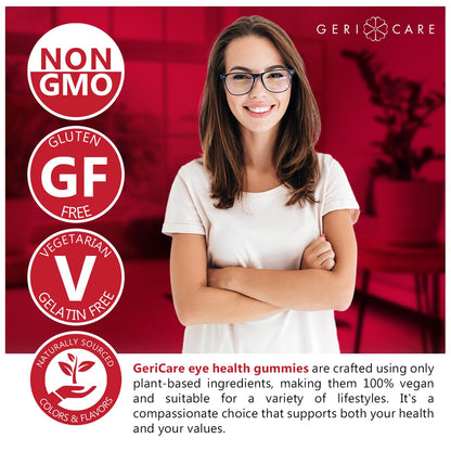 GeriCare Eye Support Gummies – Lutein & Zeaxanthin for Vision Health | Vegan & Gluten-Free