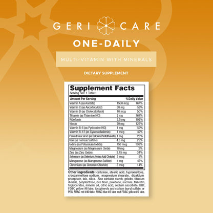 GeriCare One-Daily Multivitamin & Minerals – 200 Count Dietary Supplement Tablets (Pack of 1)