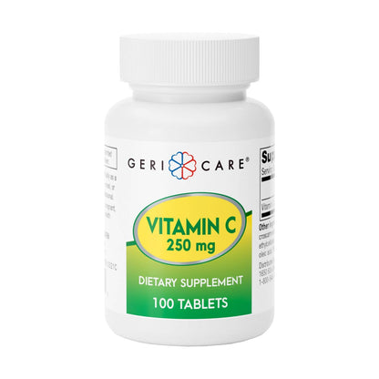 GeriCare Vitamin C 250mg | Immune Support, Antioxidant Protection, Collagen & Iron Absorption | 100 Count